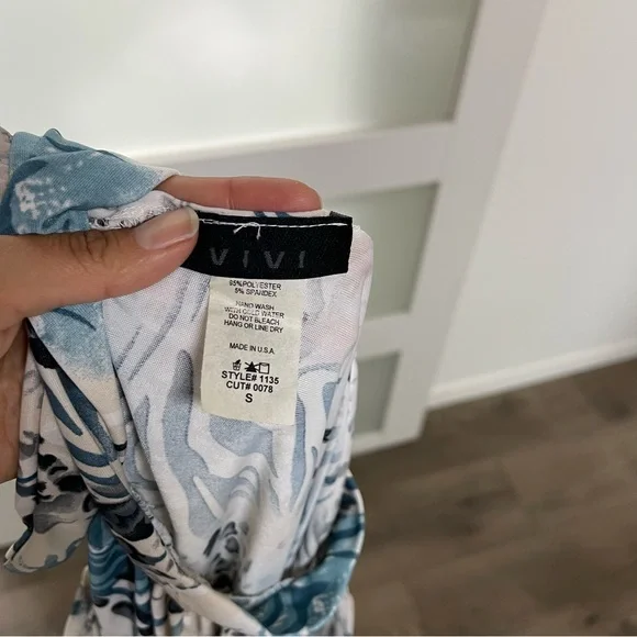 ViVI Blue and Black Patterned Dress Size S - Picture 6 of 6